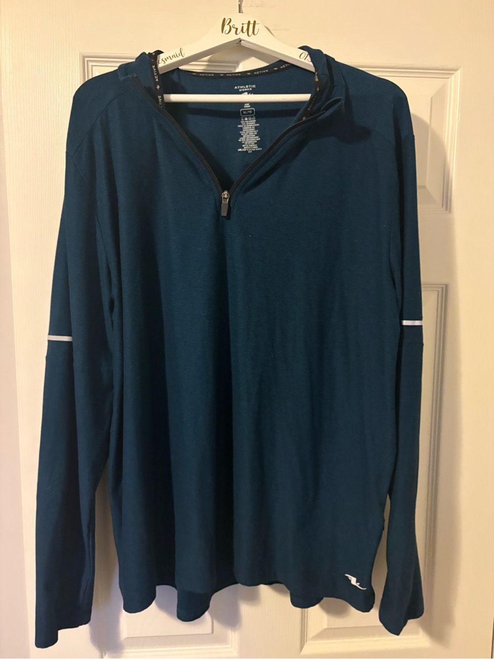 Athletic Works Men's Teal Quarter-Zip Performance Sweater